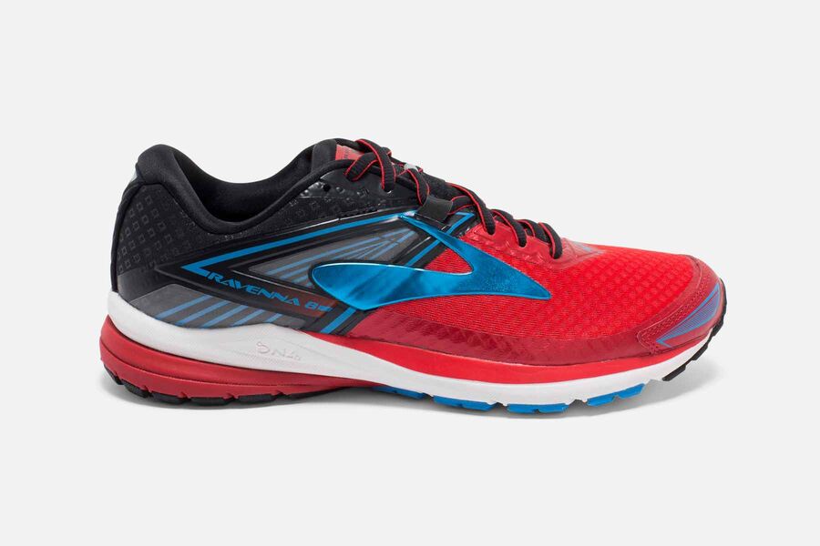 Brooks Men's Ravenna 8 Road Running Shoes Red/Black/Blue RMTU-80356